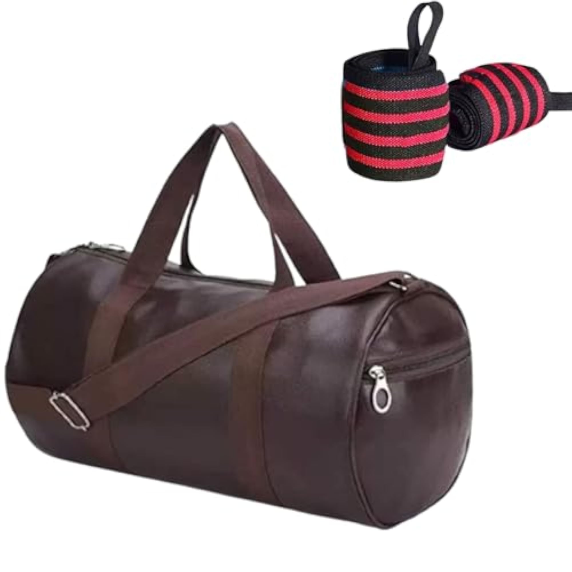 Pack of 2 PU Leather Gym Duffel Bags with Shoulder Strap, Unisex